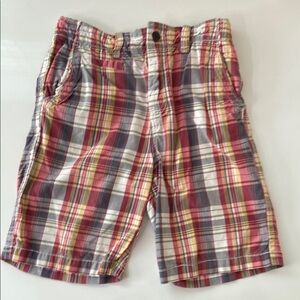 Boys GAP Kids Plaid Flat Front Shorts Sz 14 Reg Red Blue Yellow